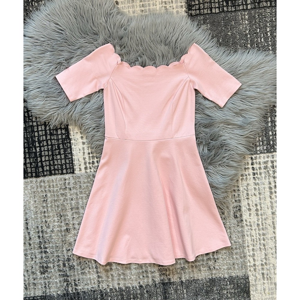 Nine Britton Womens Pink Vandalie Scalloped Off Shoulder Stretch Dress SZ‎ Small